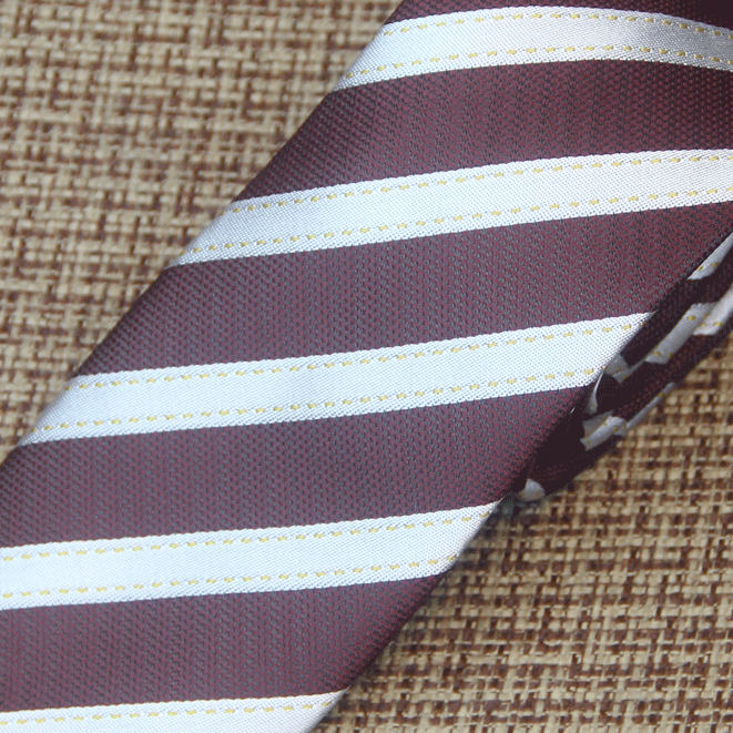 Burgundy and white regimental striped tie