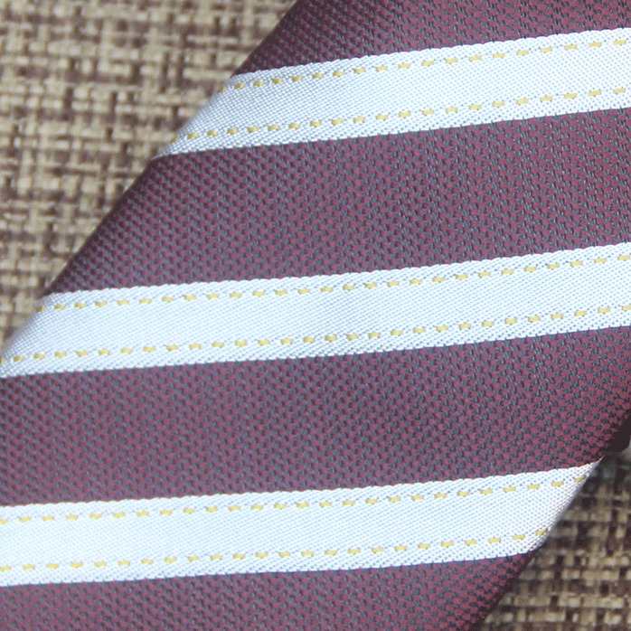 Burgundy and white regimental striped tie