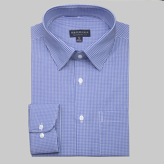 NAVY HOUNDSTOOTH CHECK Shirt (Cotton Blend)