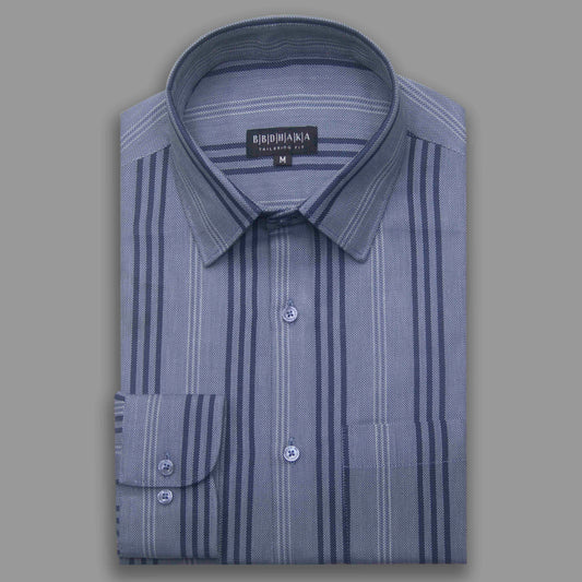 Executive Midnight Blue Stripe Formal Shirt (Yarn Dying) - New Article