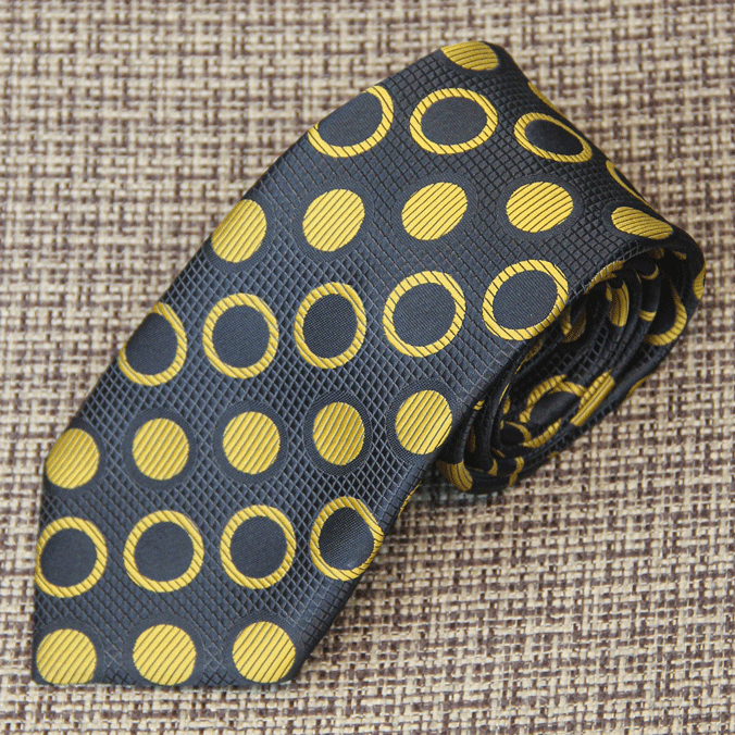 Charcoal Gray and Gold Polka Dot Tie