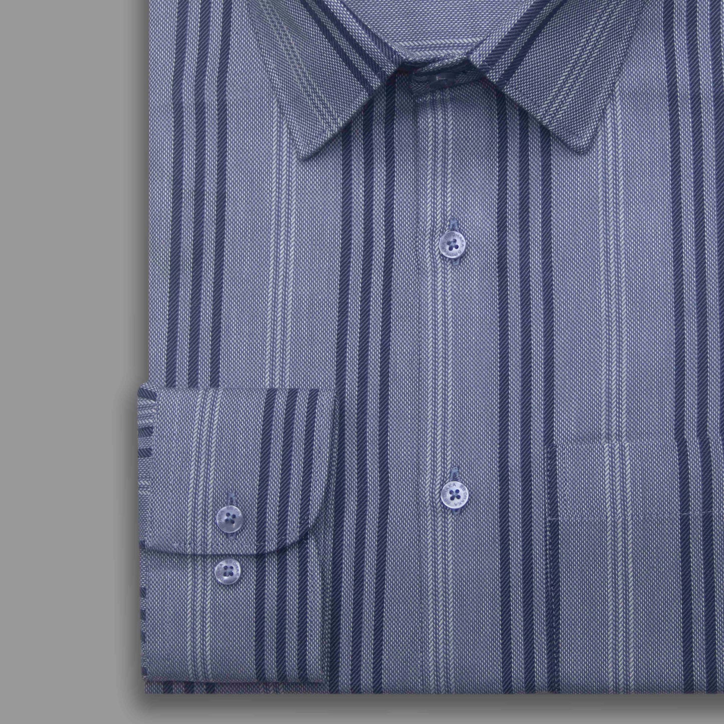 Executive Midnight Blue Stripe Formal Shirt (Yarn Dying) - New Article