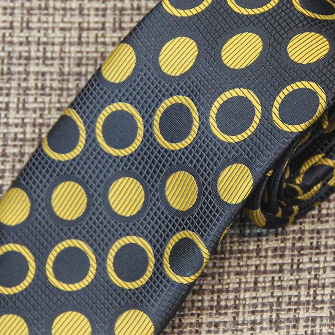 Charcoal Gray and Gold Polka Dot Tie