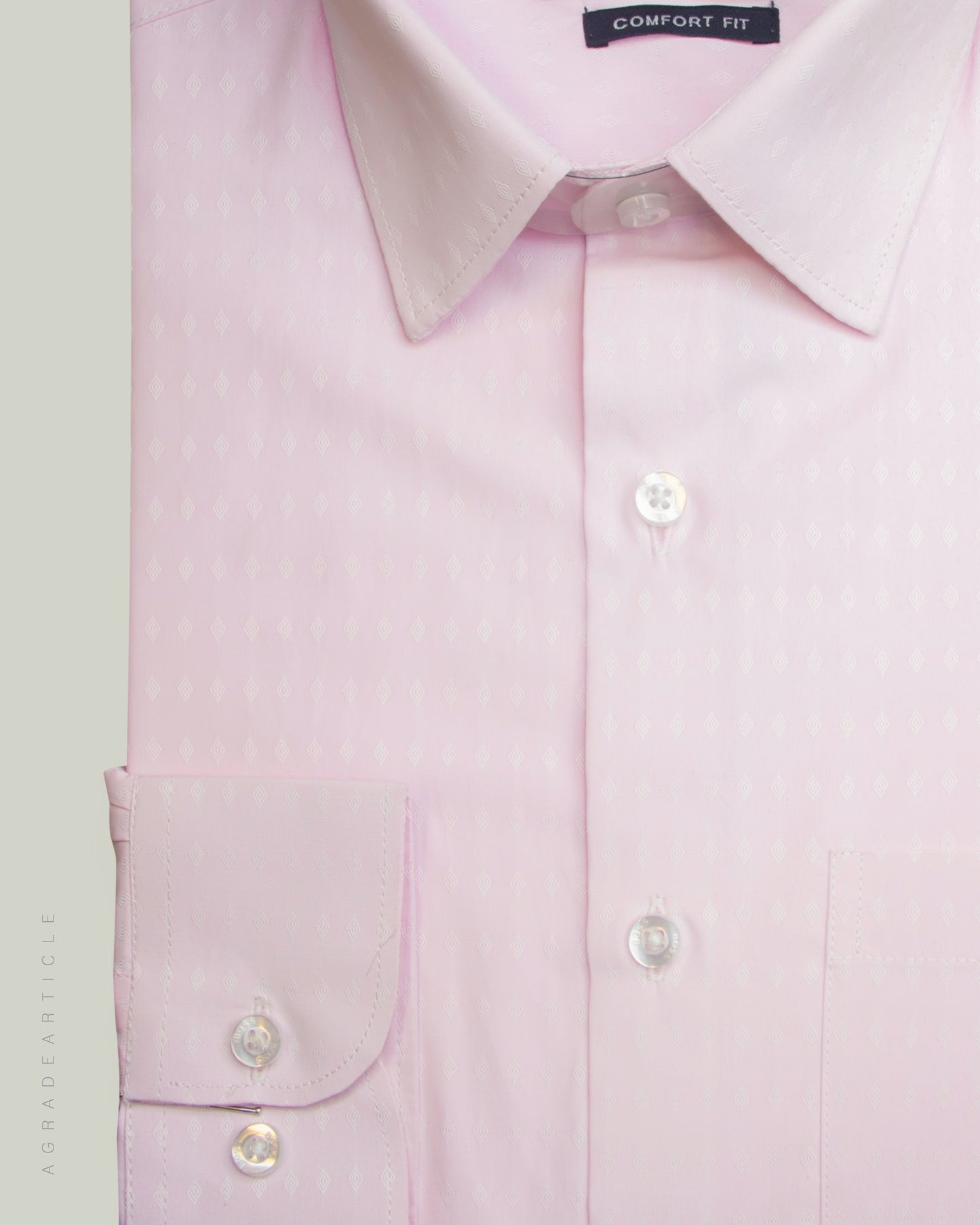 Light Pink Geometry Dotted Full Sleeve Shirt (Exclusive)