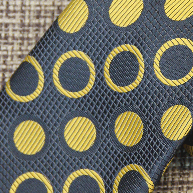 Charcoal Gray and Gold Polka Dot Tie