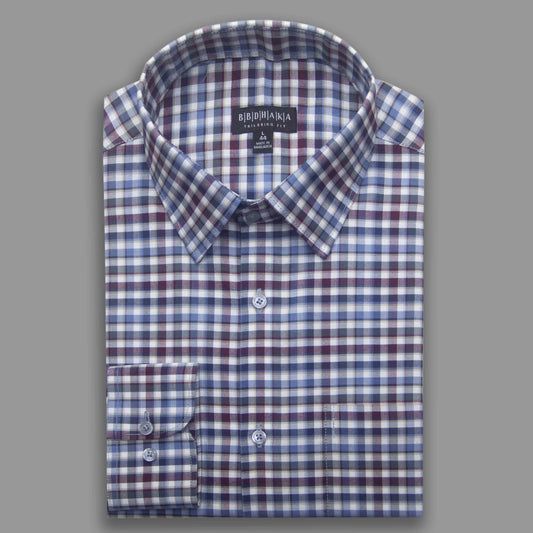 Blue-Purple Grid Check (Yarn Dying) - New Article (Product Code:13001)