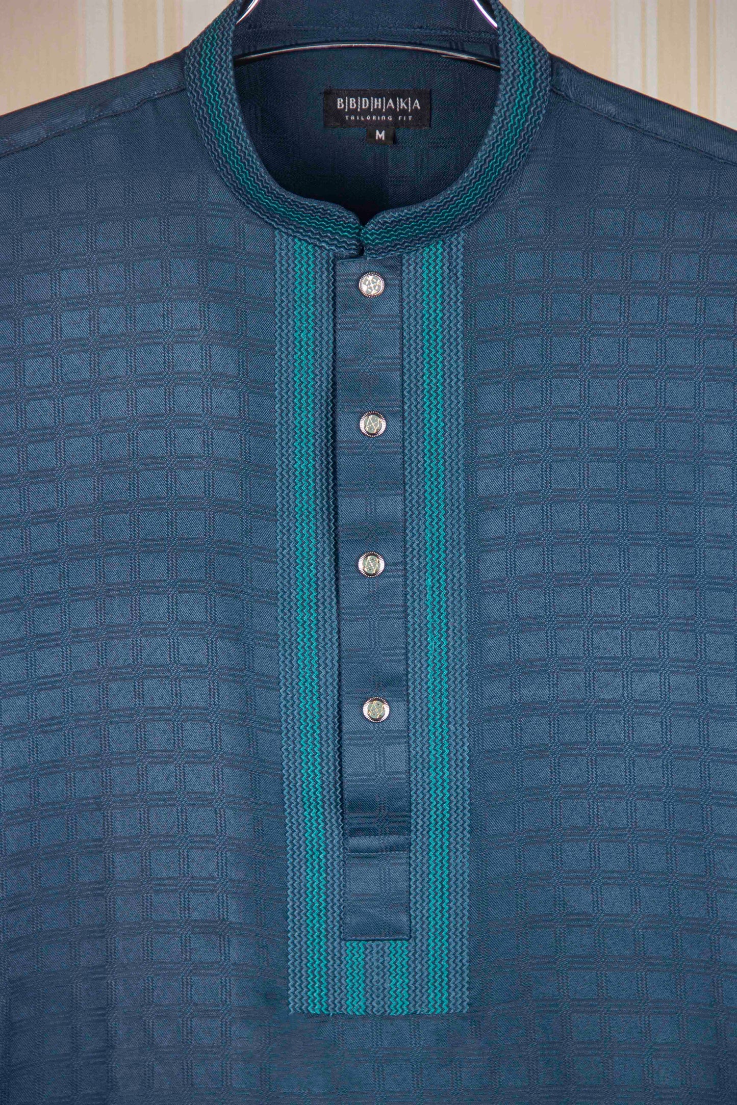 Ocean Blue Embroidery Fancy Cotton Punjabi New Article - CODE: 12203