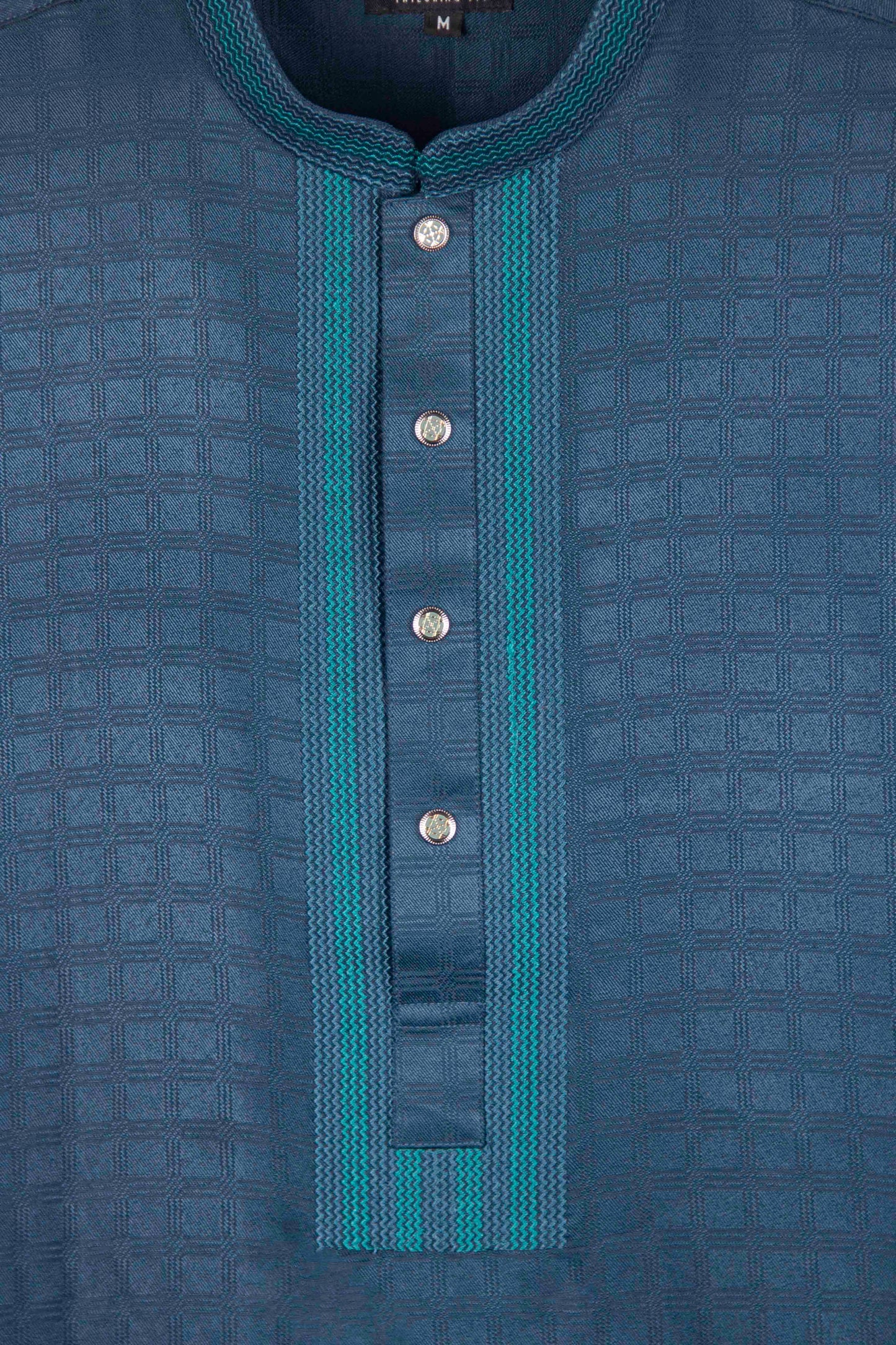 Ocean Blue Embroidery Fancy Cotton Punjabi New Article - CODE: 12203