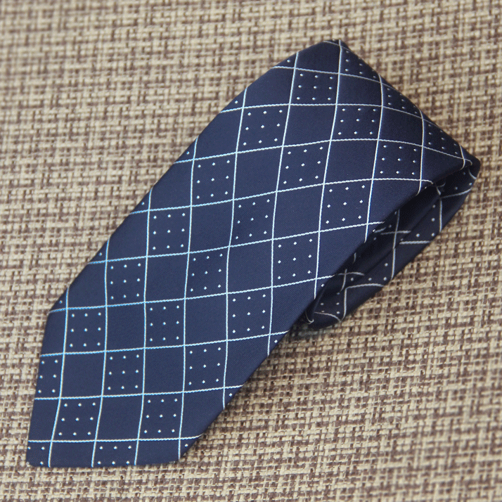Midnight Blue Dotted Grid Tie