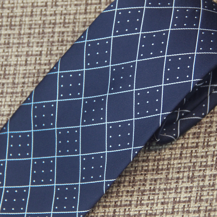 Midnight Blue Dotted Grid Tie