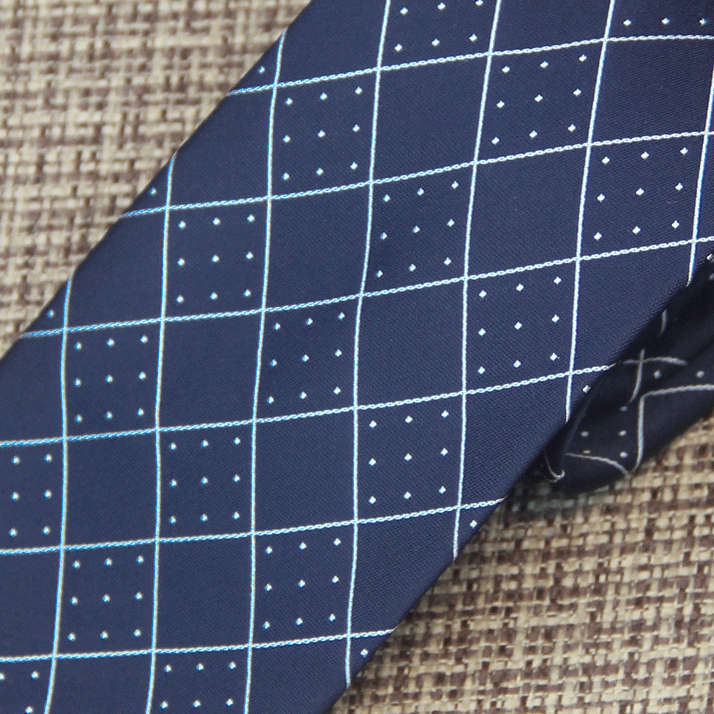 Midnight Blue Dotted Grid Tie