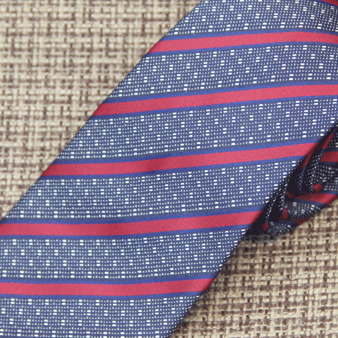 Navy & Burgundy Textured Dotted Stripe Tie
