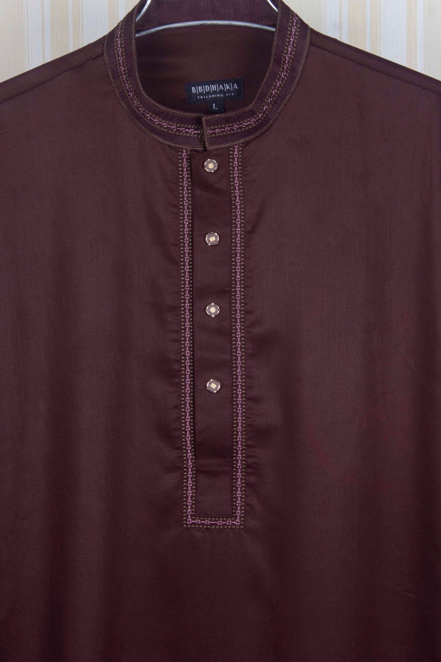 Dark Maroon Embroidery Cotton Silk Punjabi New Article - CODE: 12205