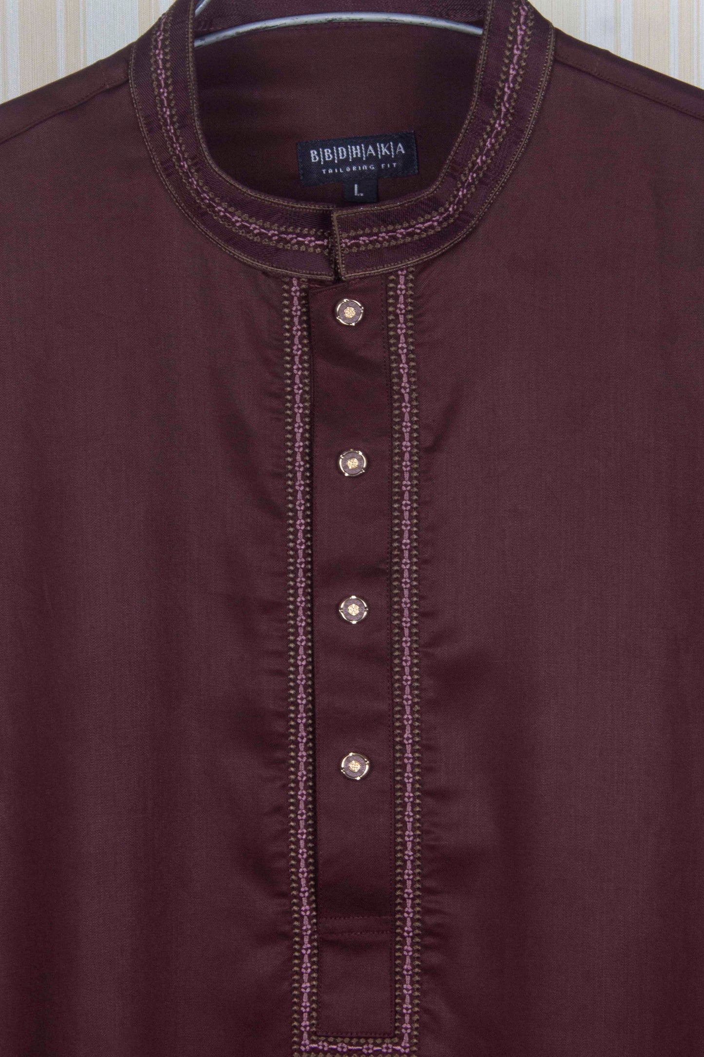 Dark Maroon Embroidery Cotton Silk Punjabi New Article - CODE: 12205