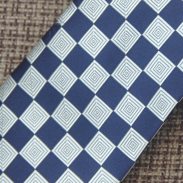 Navy Silver Diamond Mosaic Tie
