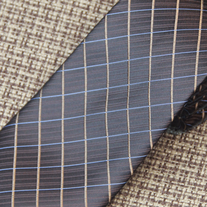 Charcoal Gray with Blue & Tan Windowpane Check