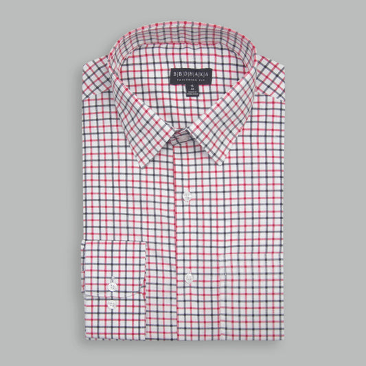 White & Red Box Check Shirt