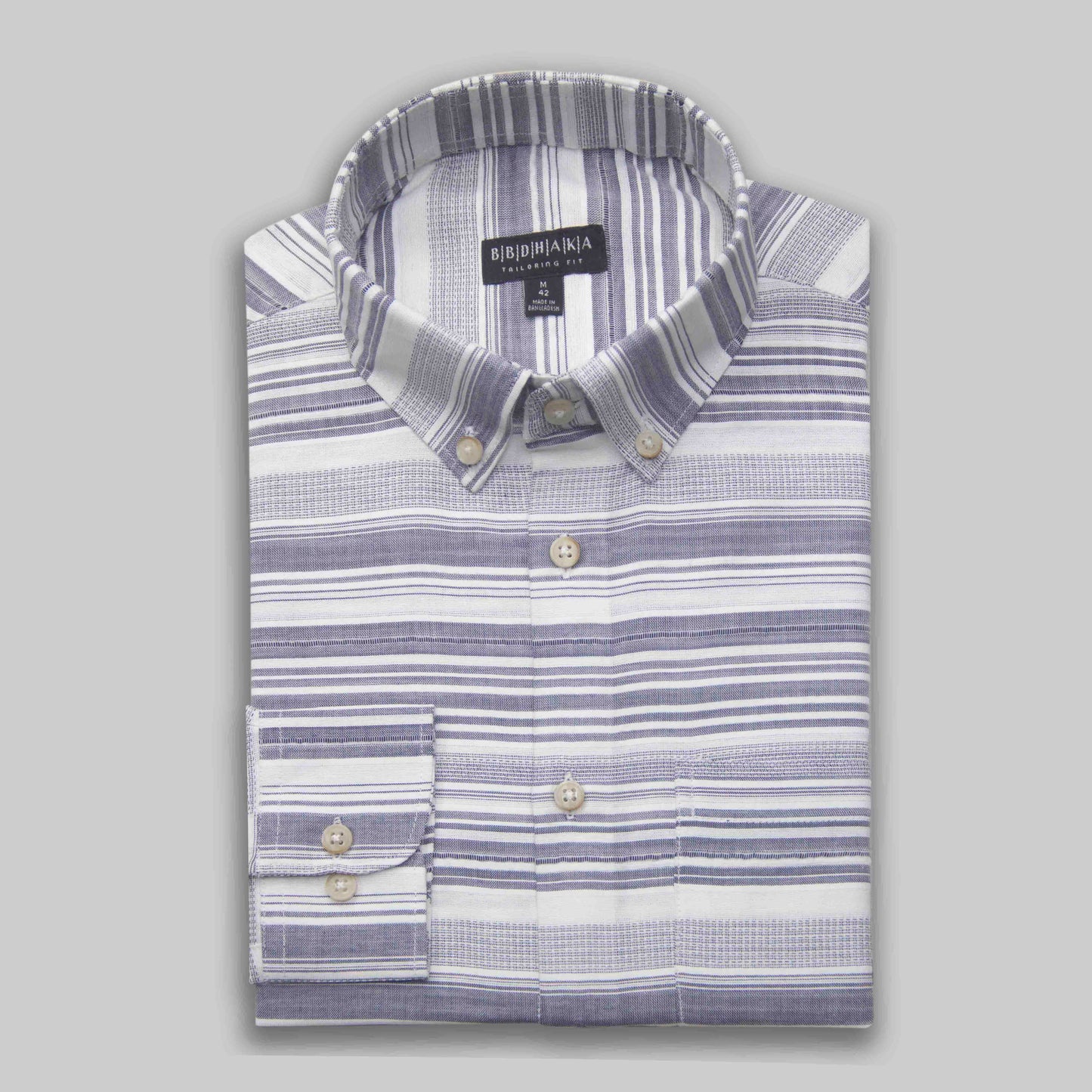 Ash & Grey Vertical Stripe Button-Down Shirt - Yarn Work