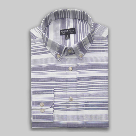 Ash & Grey Vertical Stripe Button-Down Shirt - Yarn Work
