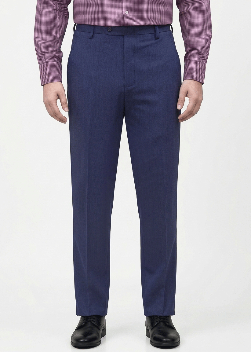 Navy Blue Dotted Stripe Formal Pant - New Article