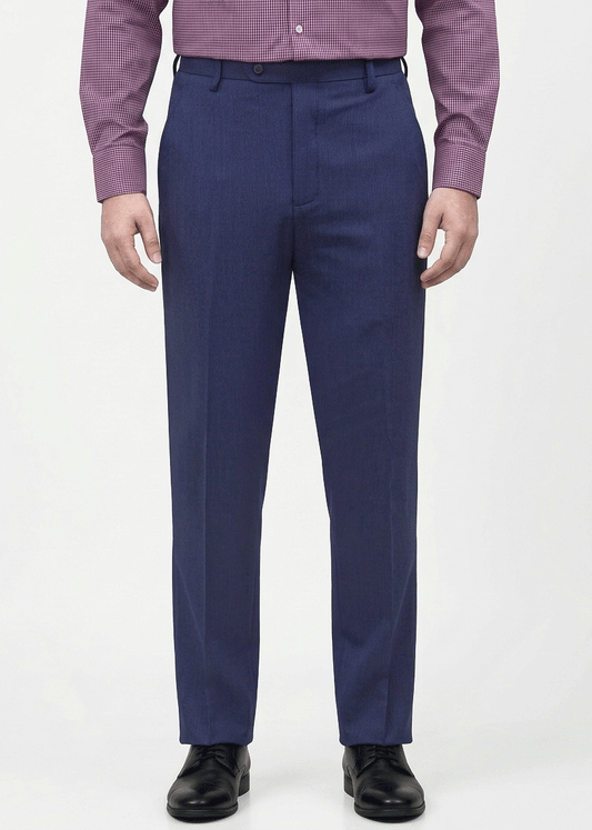 Navy Blue Dotted Stripe Formal Pant - New Article