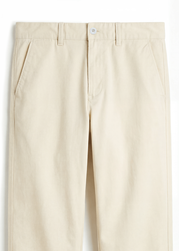 Classic Beige Twill Cotton Chinos - Relaxed Fit