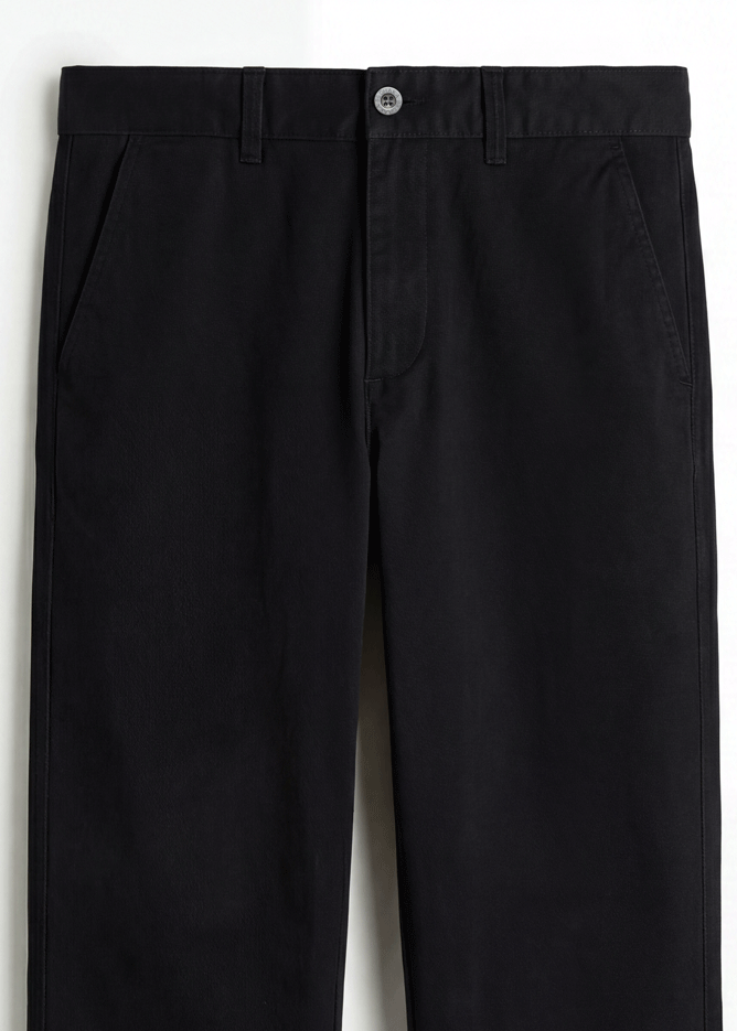 Black Twill Cotton Chinos - Relaxed Fit
