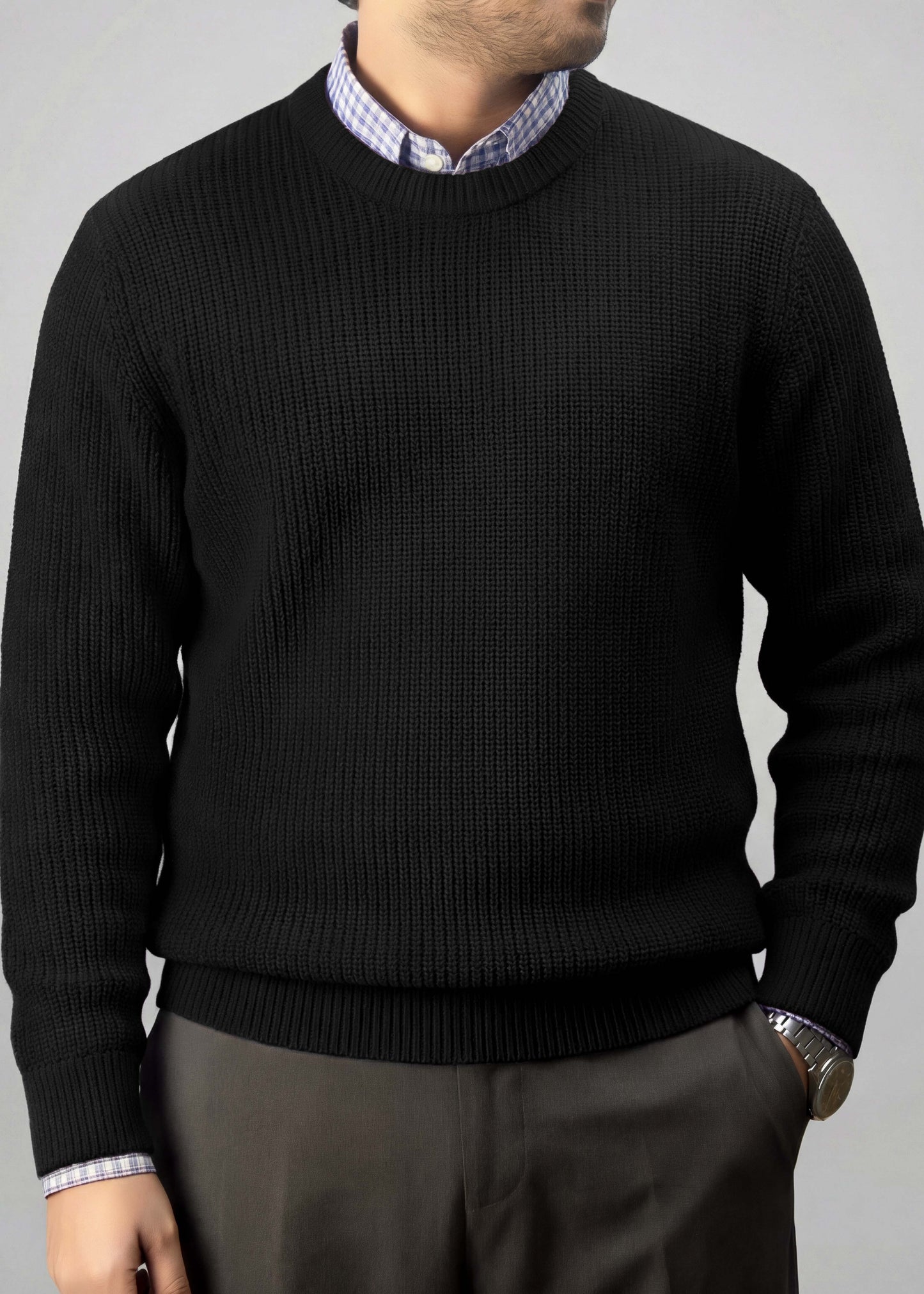 Z Black Round Neck Sweater (TOP SELLING)