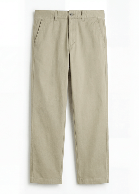 Beige Tane Twill Cotton Chinos - Relaxed Fit
