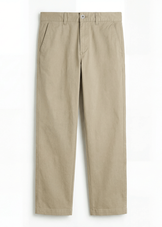 Khaki Tane Twill Cotton Chinos - Relaxed Fit