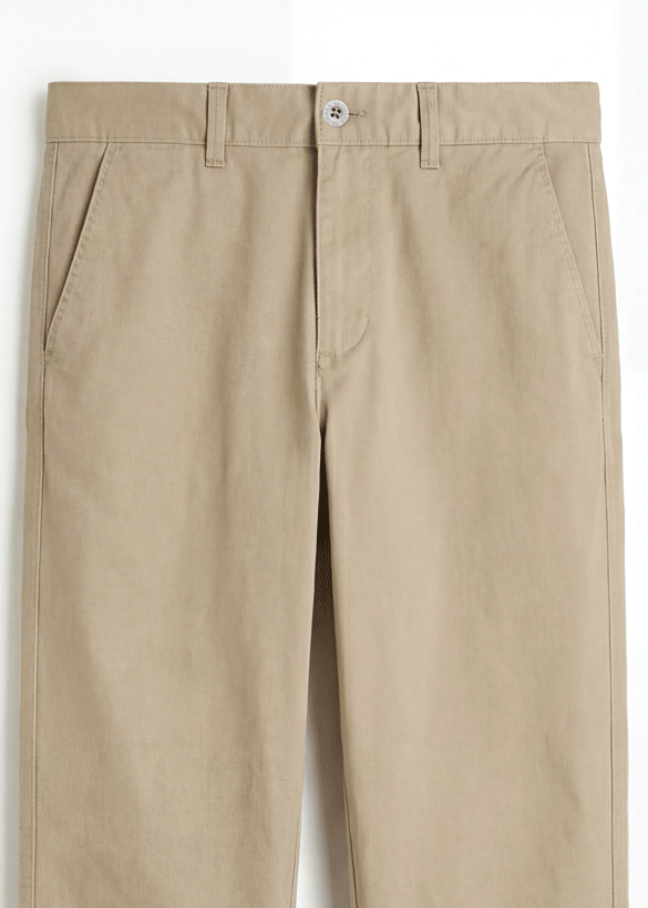 Khaki Tane Twill Cotton Chinos - Relaxed Fit