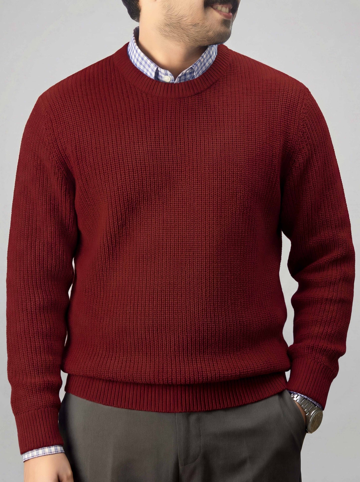 Red Marron Round Neck Sweater (TOP SELLING)