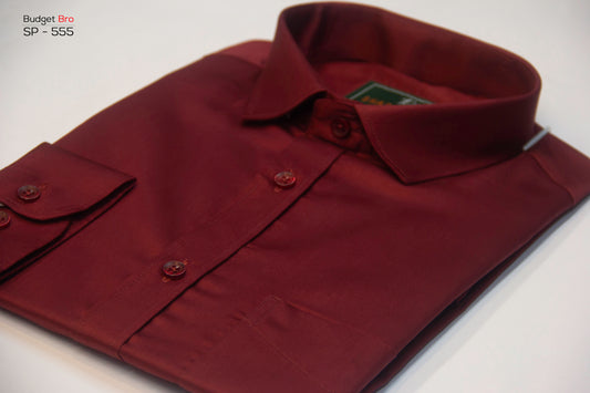 Deep Red Maroon Giza Cotton Formal Shirt