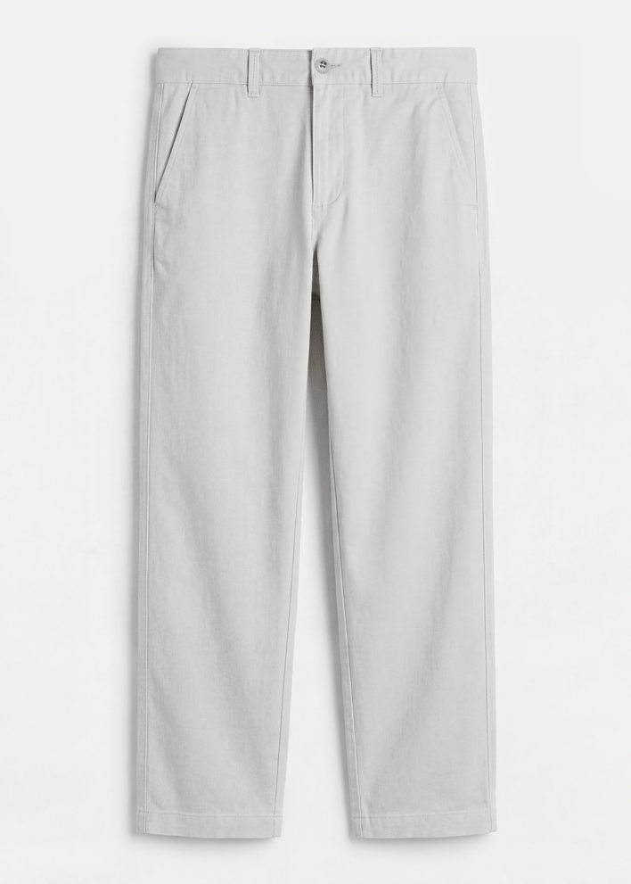Silver Ash Twill Cotton Chinos - Relaxed Fit