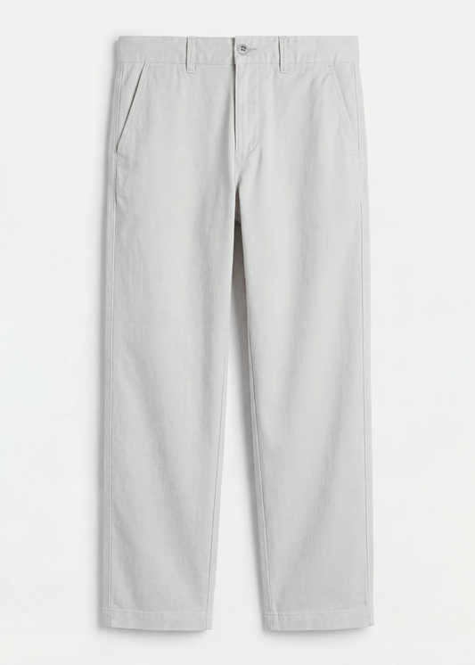 Silver Ash Twill Cotton Chinos - Relaxed Fit