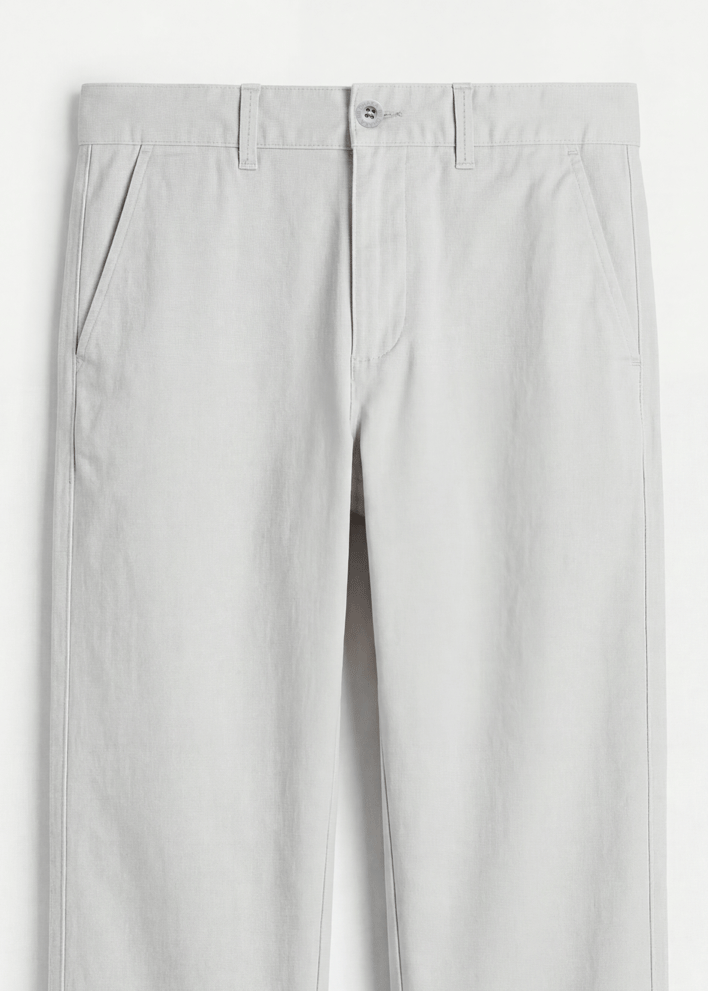 Silver Ash Twill Cotton Chinos - Relaxed Fit